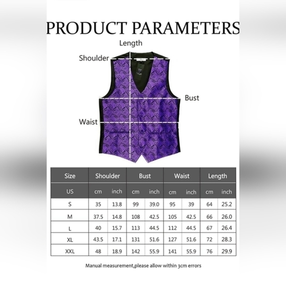 Purple Black NWT Mens WANNEW tuxedo‎ Vest size L - Picture 5 of 5